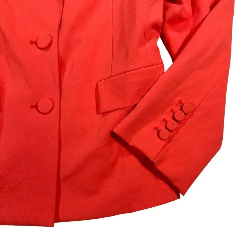 AKNVAS Valdi Classic Notch lapels Front Button Closure Blazer Sz 10 Coral Orange